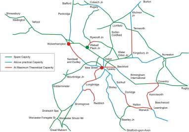 A major constraint on the Study Area s rail network is the West Coast Main Line (WCML), between Coventry, Birmingham and Wolverhampton.