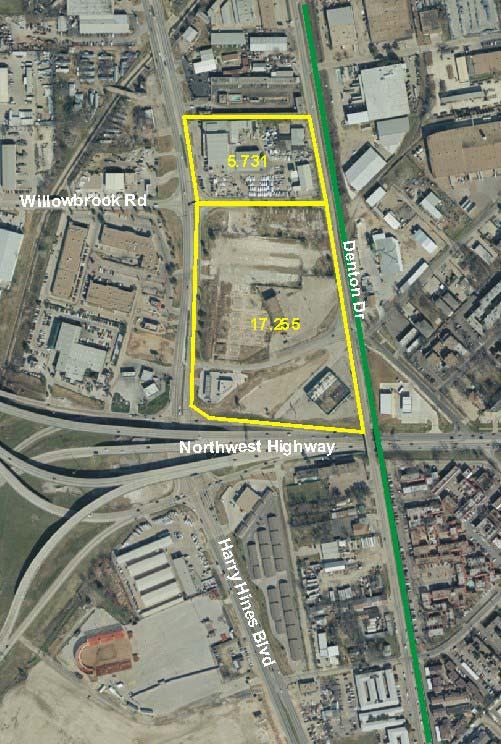 Site 7: Walnut Hill/Denton Drive This site is approximately 11.3 acres in size and is located along the Northwest Corridor LRT line at the site of the proposed Walnut Hill Lane LRT station.