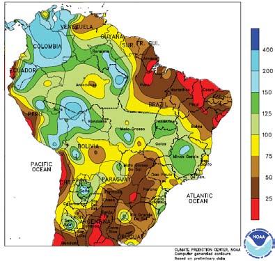 Brazil and Argentina Climate Impact % Normal Precipitation Upper South America December 2011 December Several outbreaks of oppressive heat engulfed southern Brazil
