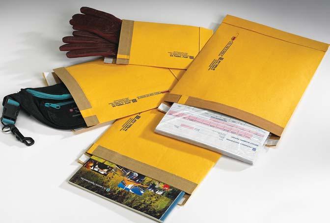 Tear tape (mailer sizes 1-7) facilitates opening. Available in self-seal or regular closure saves labor. 90% recycled paper fibers can be recycled with mixed paper. Size No. 000 (4" x 8") No.