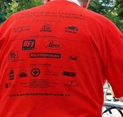 The left or right sleeve is reserved for Parkinson Society Canada branding. Sponsor logos will be placed in the following rank and order on the back of the t shirt. 1.