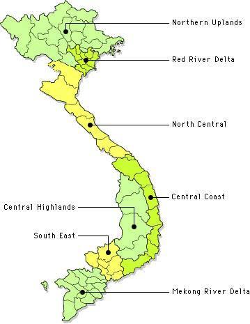 VIETNAM AT A GLANCE (1) Total Land area of ~ 331,690 square km, with total coastline of about 3,260 km Characterized by two main delta areas - the Red River Delta in North and the Mekong Delta in the
