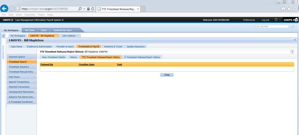 Page 12 TTS Release/Reject History A new screen has been added to track the release/reject history of a BVI or ETS timesheet that is processed through the TTS or the TTS Assistance Line.