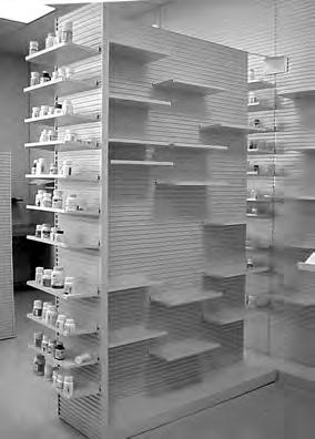 Uniweb SlimLine One-Sided Wall Assembly with Base Deck Width 16, 32, or 48 Height 84 Note Hooks and shelving install without tilting, they can be repositioned fully merchandised.