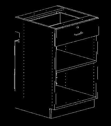 4 adjustable dividers Modular cabinet, size (unless otherwise noted) is 24 W x 38 H x 38 D 4 high by 2 deep