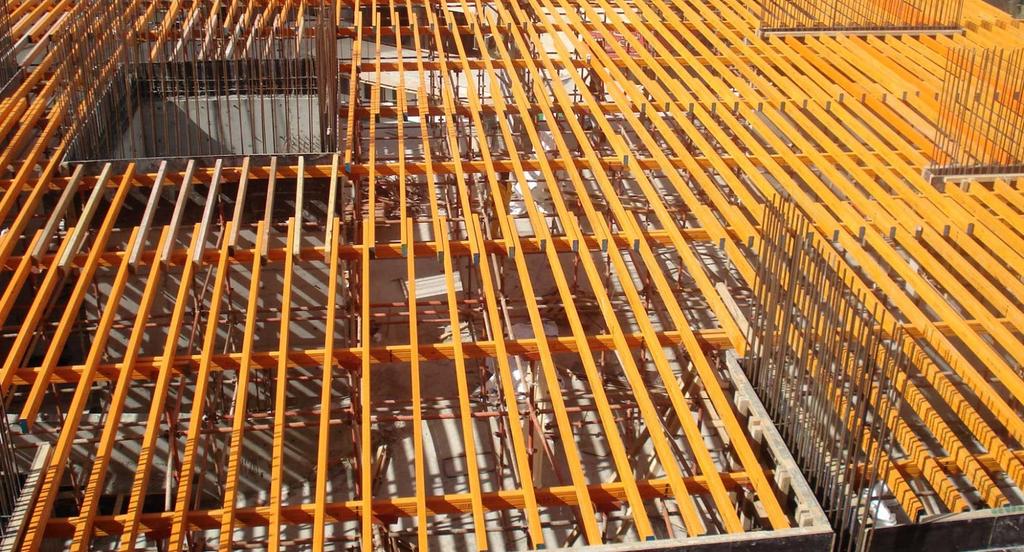 Timber beam used in system soffit formwork. Very versatile, can be used as either primary or secondary beams in many applications.