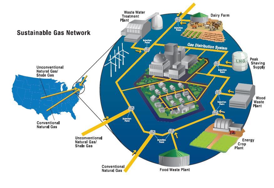 Long Term Future Perspective of Gas Grids 9 National Grid s Vision for a Sustainable Gas Network Gas from multiple sources entering the grid: Conventional gas Unconventional gas (e.g. Shale) LNG Bio Methane (Renewable Natural Gas) SNG (Synthetic Natural Gas from e.