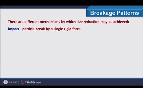 (Refer Slide Time: 07:10) First one is the impact where the particle breaks by single rigid force.