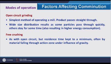 (Refer Slide Time: 24:22) So in this free crushing reduced production of under size and lower energy consumption because