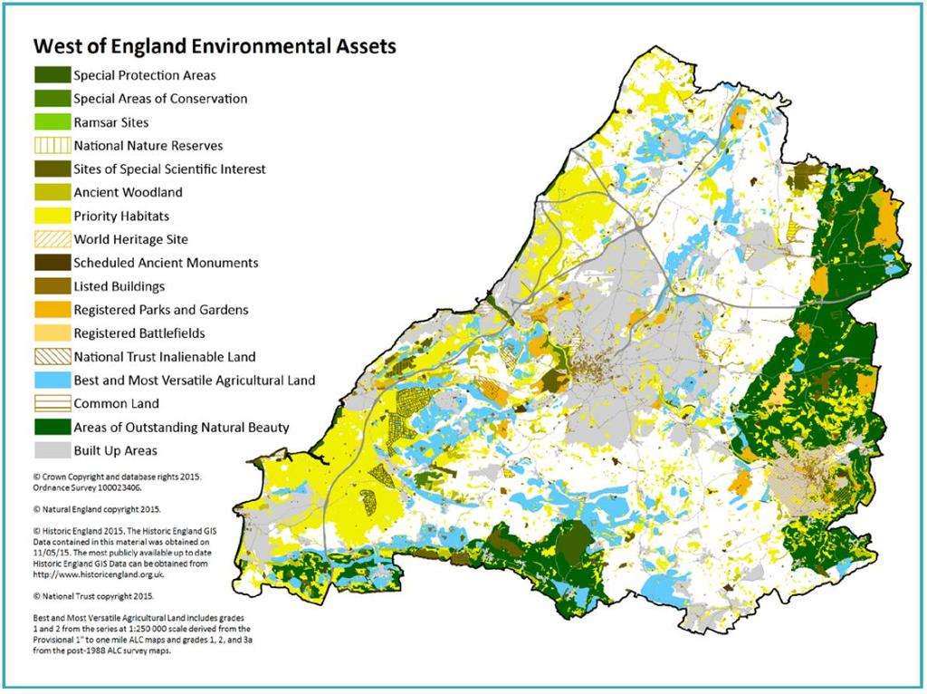 Figure 39 Environmental Assets in the West of England Source: West of