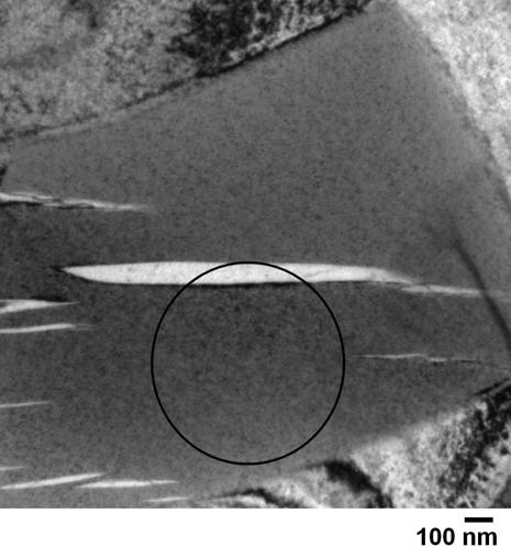 Figure 3-6 TEM micrograph and selected area diffraction (SAD) pattern of the sample
