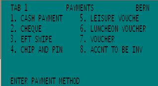 Example: Other Payments Menu The payment is processed and the command window updates to show the amount due and the amount tendered.
