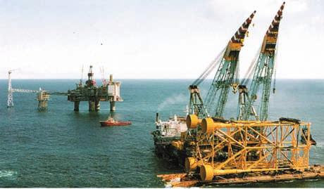 DEVELOPMENT PHASE OF HYDROCARBON FIELDS Fig. 5. Jacket with a foundation alternative to piles (Eni-Saipem). systems are required.