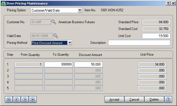 Figure 2a If you have IM-1069 Contract Pricing by Valid Date, the Unit Cost field is available for Customer/Valid Date pricing (Figure 2b) and Customer/Price