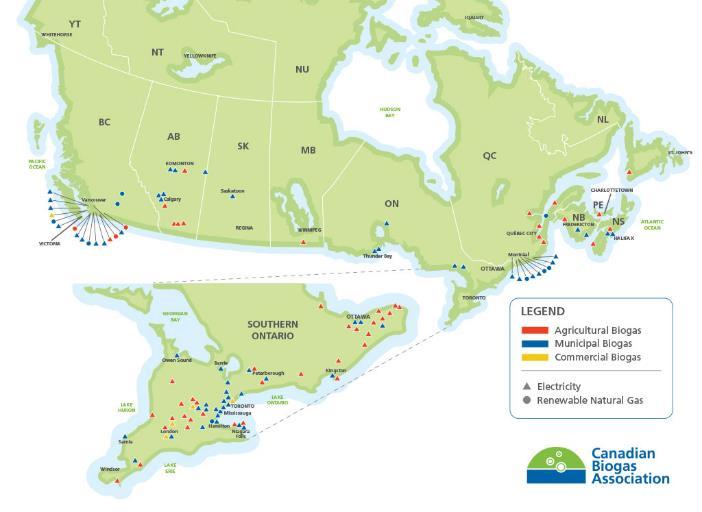 Canada Biogas Scene ~ 50+ Ag/Commercial Biogas Plants in Canada - 35 biogas plants in Ontario Feed in Tarriff -