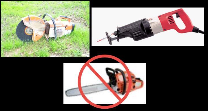 Figure 7.1. Examples of applicable cutting tools for use with Fusible PVC pipe. Never use a chainsaw. 7.2 Pipe Support To eliminate bending stresses during cutting, it is important that a straight, properly supported pipe alignment on both sides of the cut is provided.