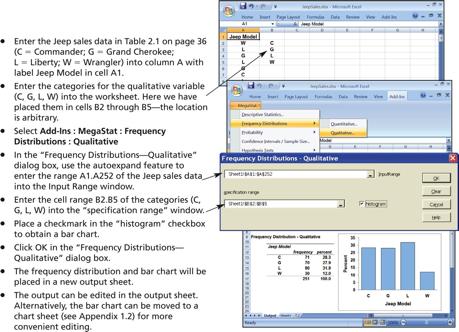 2.15 Appendix 2.2: _ Tabular and Graphical Methods Using MegaStat 87 88 The instructions in this section begin by describing the entry of data into an Excel worksheet.
