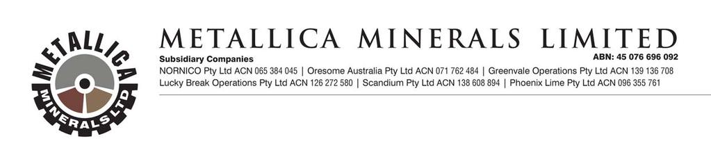 ASX ANNOUNCEMENT Thursday 8 April 2010 ASX RELEASE BY METROCOAL LIMITED (ASX-MTE) $30 MILLION JOINT VENTURE SIGNED WITH CHINA COAL Metallica Minerals Limited (ASX-MLM) advises that it s 56% owned