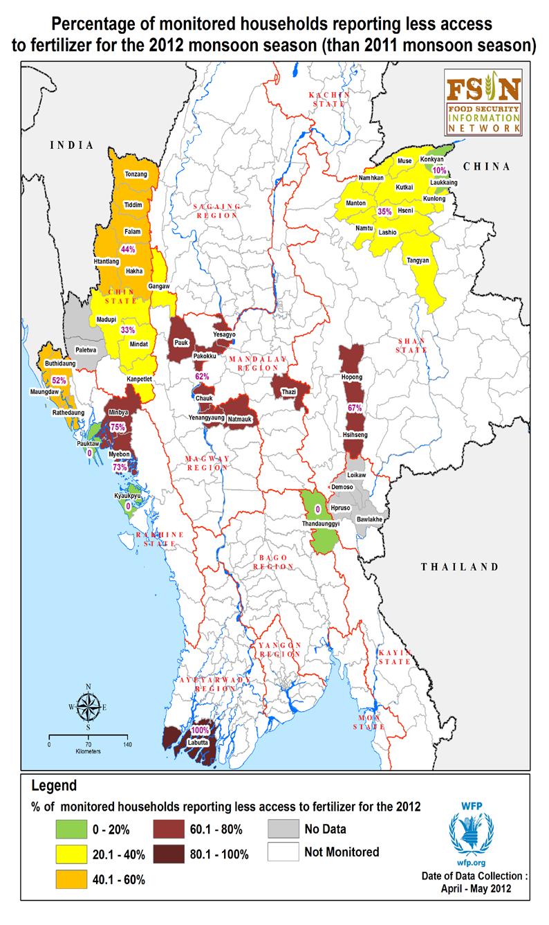 2012 CROP PRODUCTION OUTLOOK Monitored area Northern Rakhine Magway/ Mandalay Southern Chin Northern Chin Northern Shan (Lashio area) Northern Shan (Laukai area) Southern Shan (Taungyyi area) Main