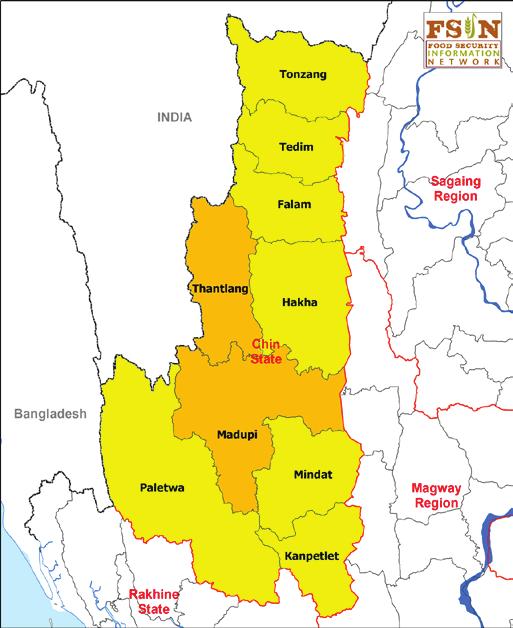Food Security Monitoring Bulletin: 2013 DRY ZONE Townships monitored in the Dry Zone remained largely classified as moderately food insecure with little changes observed since the pre-monsoon period.
