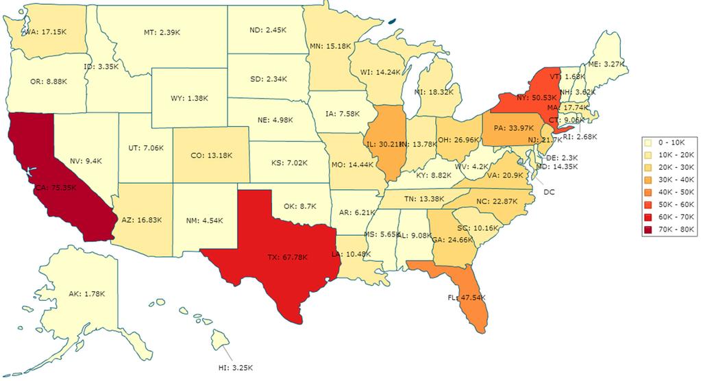 The next six states show a slight variation in their ranking in terms of the number of jobs associated with TTIP.