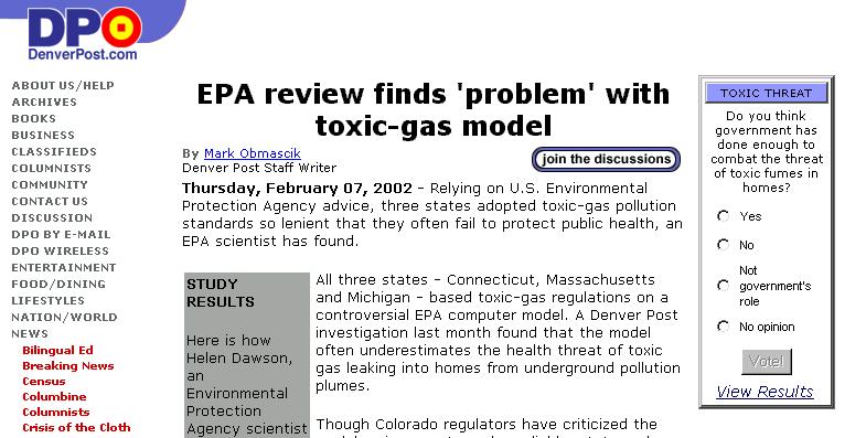 FY2003 Revisions to Standards GW-2 evaluation to include chemical-specific modeling vapor intrusion using modified USEPA