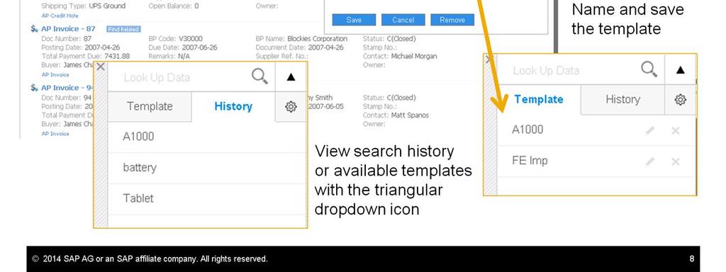 In release 9.1, the Enterprise Search function has been improved. Open the Search function by using the magnifying glass icon. As before, you start the Enterprise Search by typing into the search box.