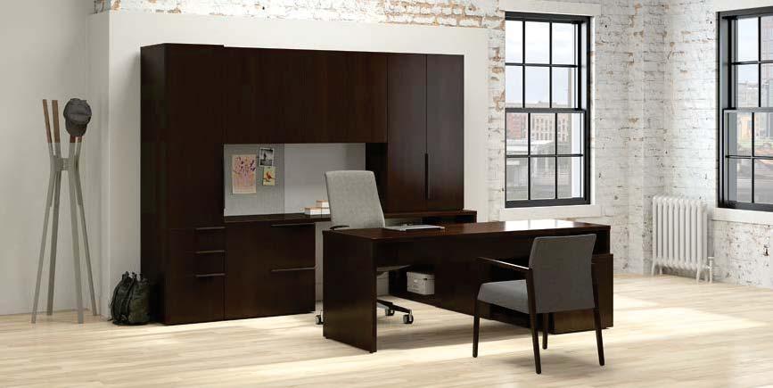 Wall-Mounted Storage with Work Table Perfect for a small meeting space or an individual work station.