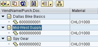 Then, select vendor name in the left table (Sort criteria) and click on to display the vendor name first, then the document number.
