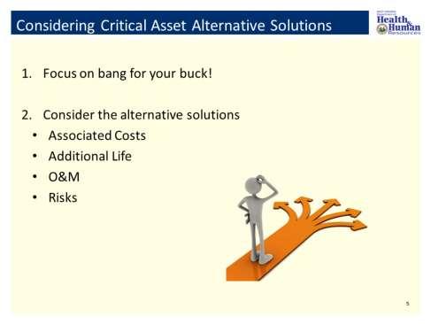 1. When deciding on the best approach to take to maintain your asset you will want to focus on which solution would give you the most bang for your buck.