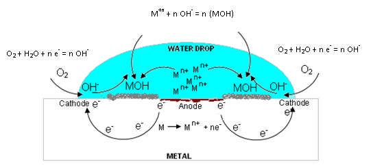During electrochemical corrosion the anodic and cathodic reactions proceed simultaneously.