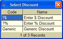 Let s name this Loyalty Discount (use Loyalty for both the Code and Name fields). Then, let s put 2 in the Amount field.