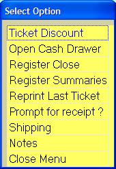 Open and Close the Drawer Now that the day has ended, it s time to close the register. Wolf Track makes closing your register a fast easy task. First, from the Ticket screen, select Register.