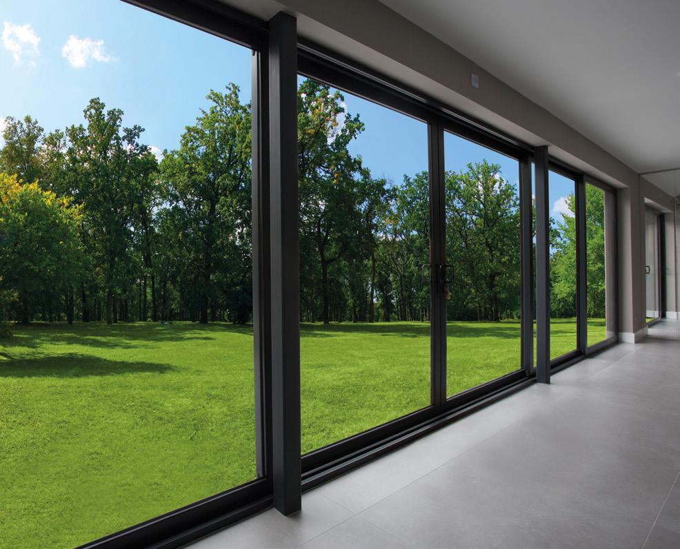 Panoramic views: Can be much bigger with aluminium sliding doors, as the strong but slimline frame allows for bigger glass areas.