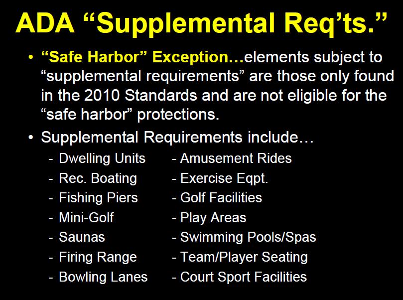 2010 ADA Requirements Element by Element Safe Harbor.