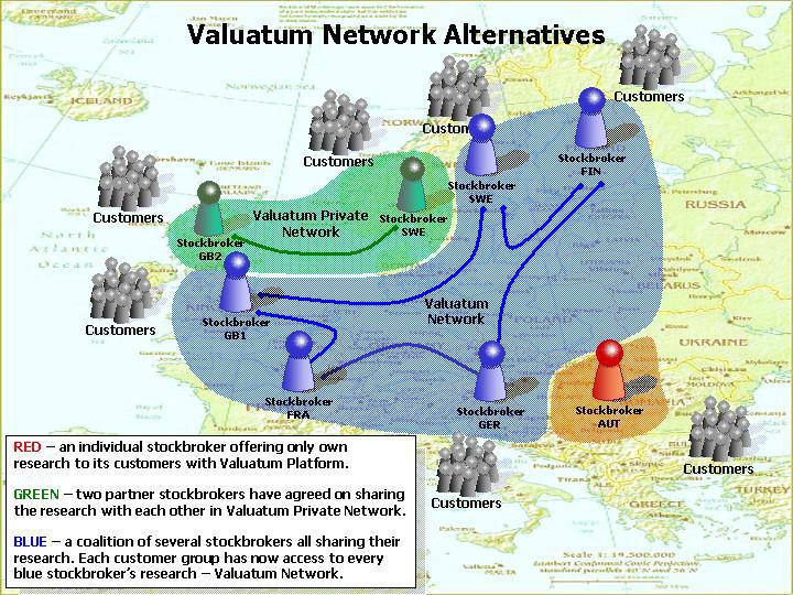 Valuatum Network All the brokers using Valuatum Platform can create co-operation relationships with each other and thus benefit from shared database.