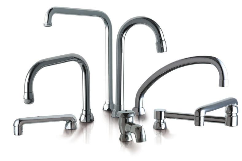 Spouts High Arch Gooseneck Double-Bend L Type S Type Double-Jointed Specialty Chicago Faucets Spouts are available in many distinct styles, in a wide variety of dimensions.