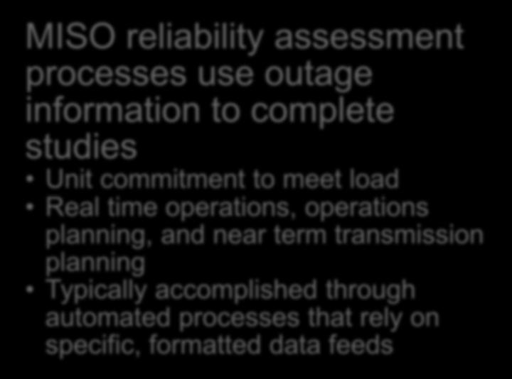 Electric System MISO reliability assessment processes use
