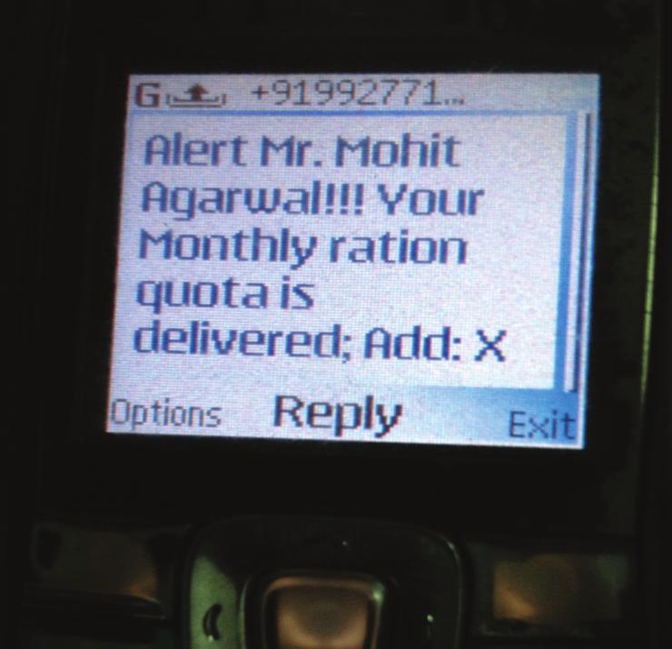 Fig.11. Message received by customer after delivery of ration VI. CONCLUSION In this paper, we have implemented a smart ration card with the help of RFID and GSM technology.