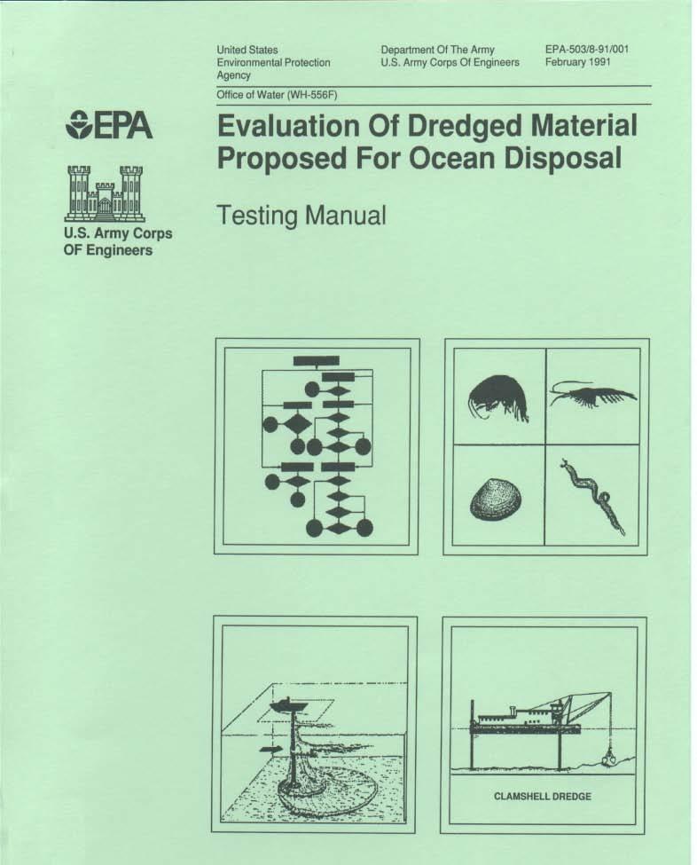 Ocean Testing Manual Addresses MPRSA Originally developed in 1977, updated in 1991 Included: Effects-based testing Bioaccumulation Sequenced >Tiered DM