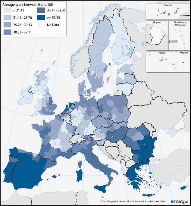 The Northern Hungarian EU region Figure 19: Climate change vulnerability index of the EU regions (Source: Regions 2020) 5.1.1 Energy Demand and Production The total consumption or end use of energy was 794 PJ in Hungary in 2008.