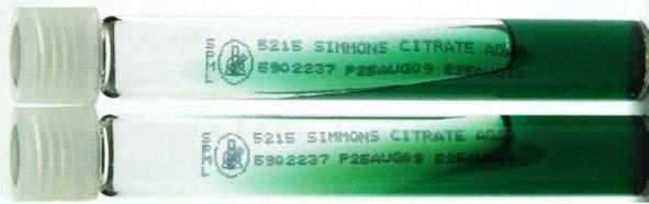 Tube M e d i a Simmon Citrate Agar Code: 5215 Simmons citrate is used to differentiate enteric gram negative bacilli on the basis of sodium citrate utilization as the sole source of carbon and