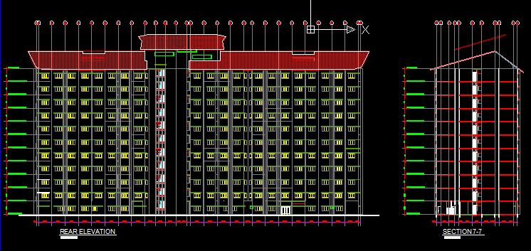 4 student rooms, activity room, briefing room, quarantine room, M&E room, hose reel pump room and EP room. All spaces included inside the plan that is design using AutoCAD.
