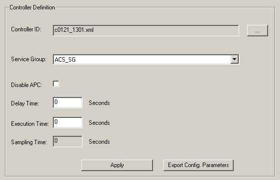 Figure 8 Controller Definition Aspect From here, an xml file, with tuning parameters and model, can be selected to configure the on-line MPC algorithm with one of the MPC controller that was defined