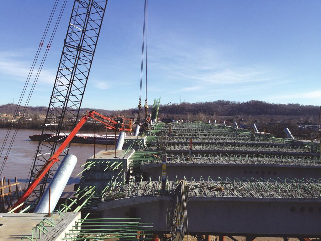 Ironton Russell Bridge Project Project Summary: March 1, 2014 Kentucky Back Span: Pre cast anchor blocks and floor beams continue to arrive on site.