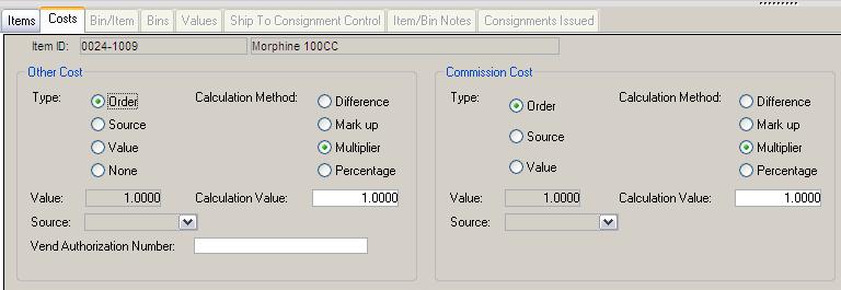 Costs Tab Create contract specific rebate (other) cost and commission cost