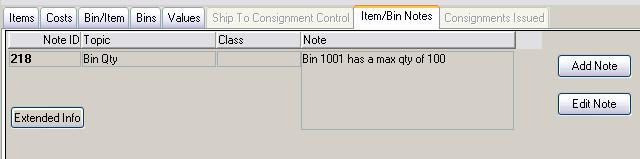 Item/Bin Notes Notes you add appear in: Job Pricing