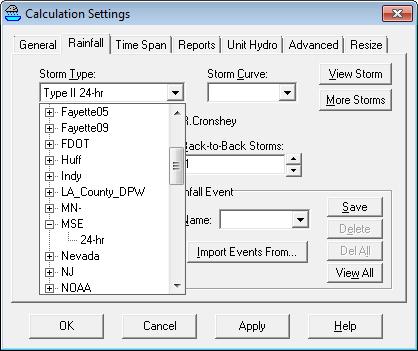 Select Calculation Settings Dialog and