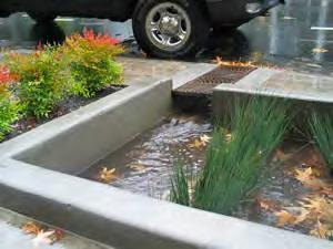 Landscaped stormwater planters are used to capture street runoff