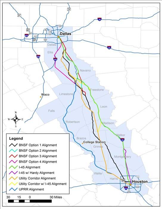 Figure 1. Map of Project Area with Proposed Corridor Alternatives SCOPING PROCESS Under NEPA, FRA initiated scoping as the first step in the public involvement process for this Project.
